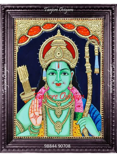 Ramar Tanjore Painting – Blessing Pose Traditional Artwork
